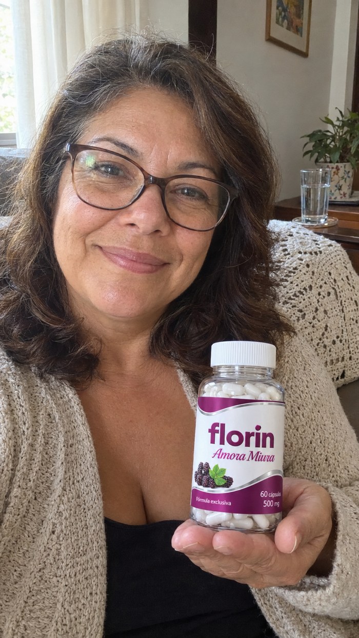 Cliente segurando o pote de Florin na sala
